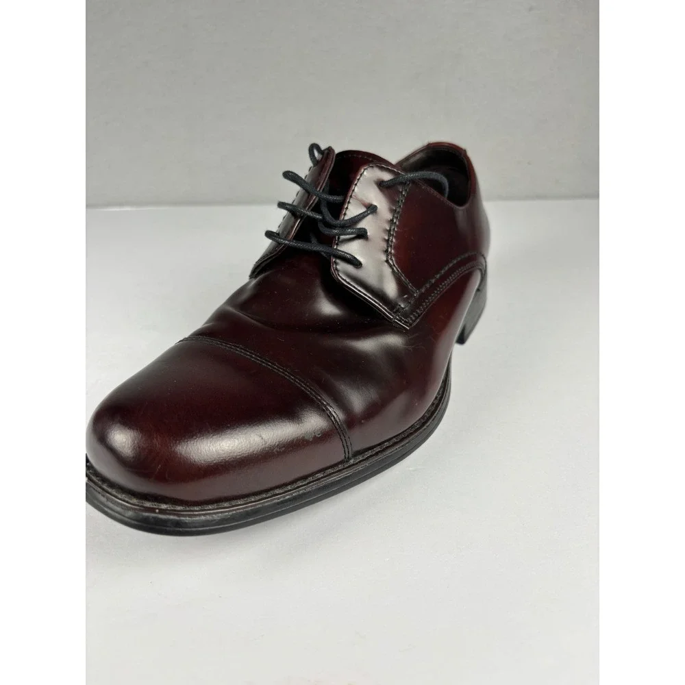 Johnston & Murphy Atchison Cap Toe Derby Dress Shoes 9.5M Burgundy Leather Mens